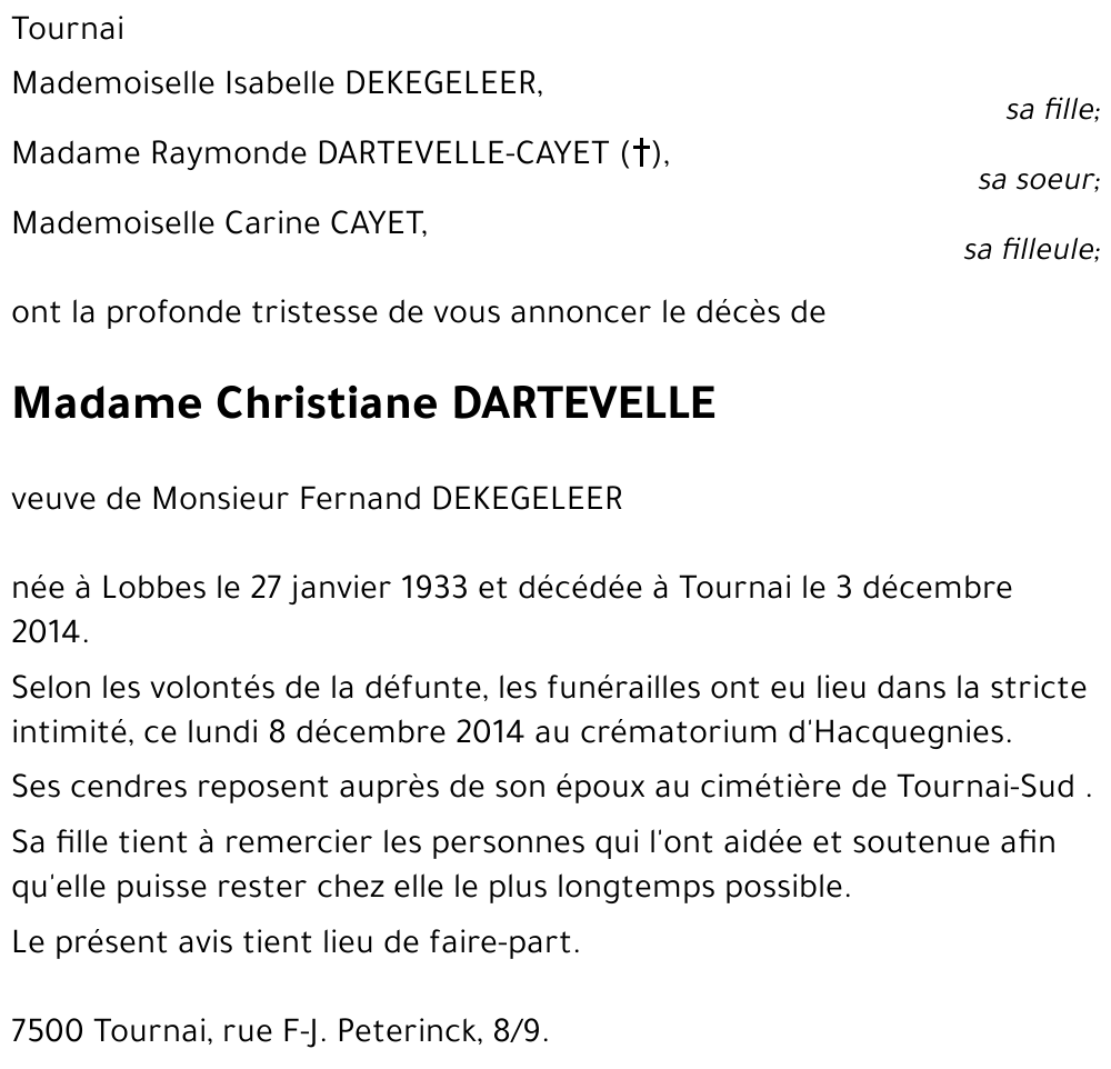 Christiane DARTEVELLE