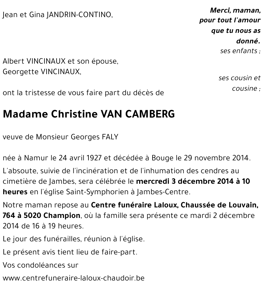 Christine VAN CAMBERG