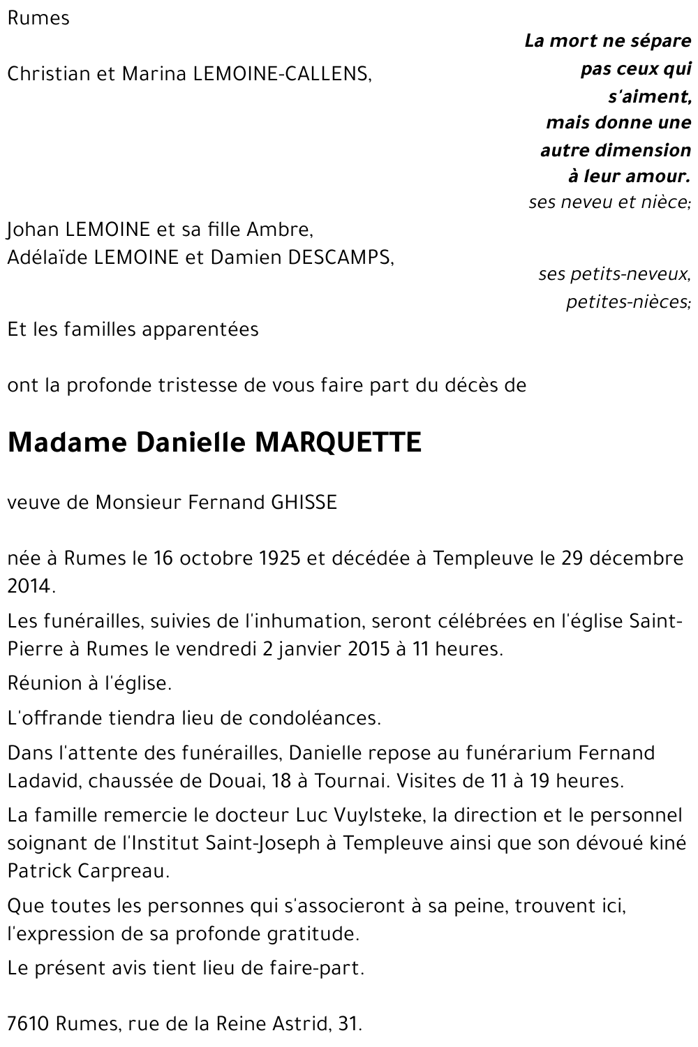 Danielle MARQUETTE