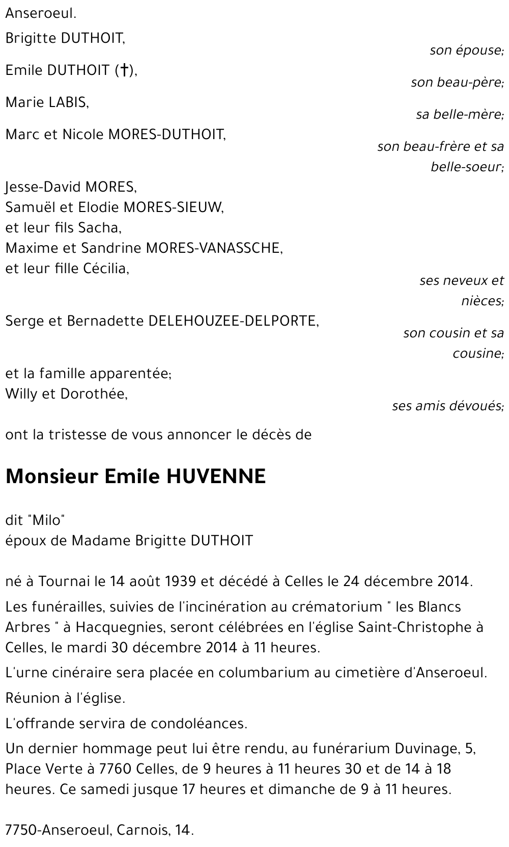 Emile HUVENNE