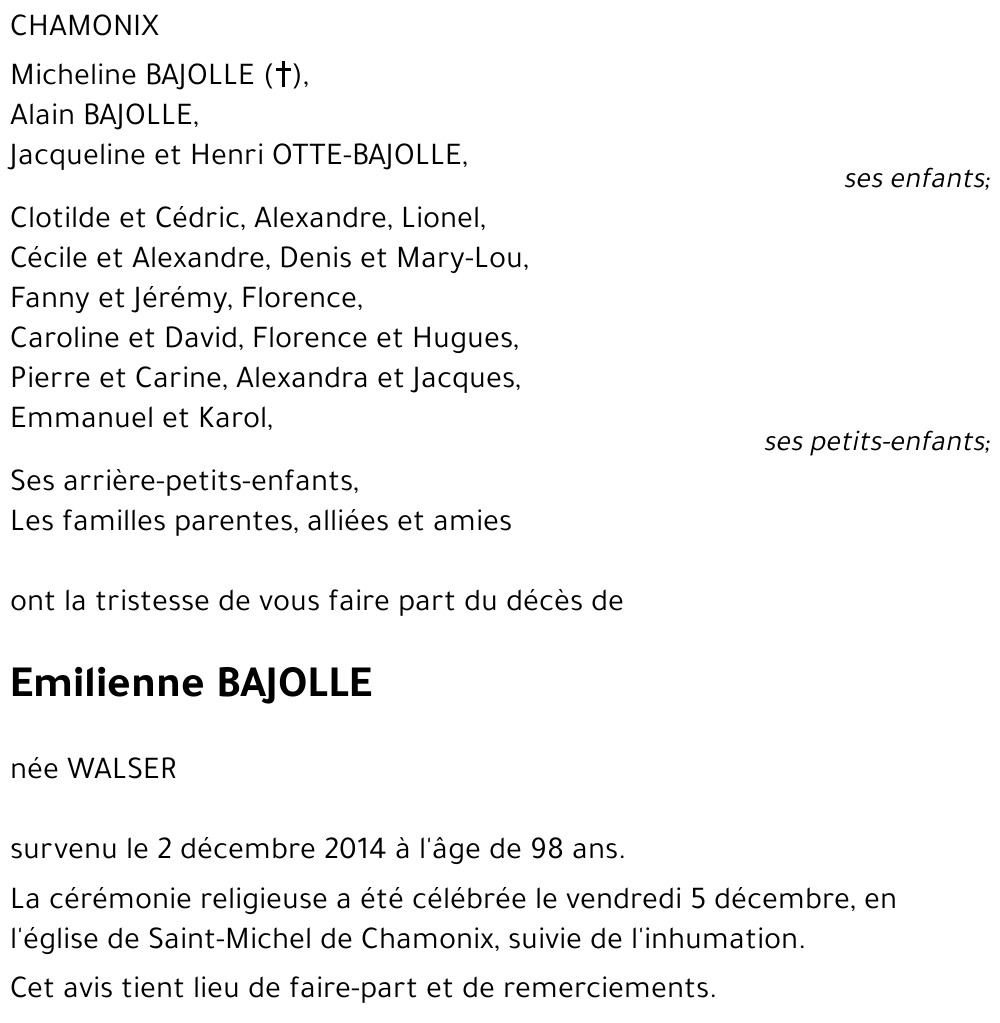 Emilienne BAJOLLE