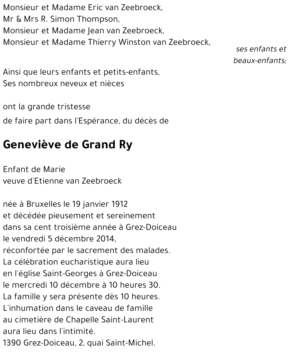 Geneviève de Grand Ry