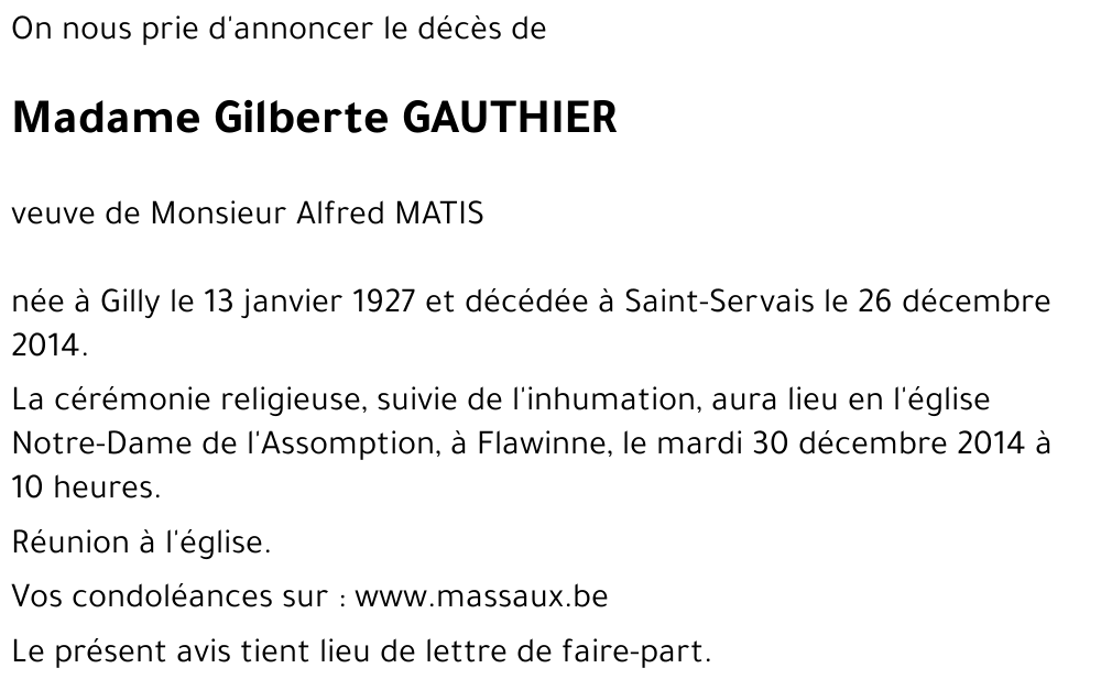 Gilberte GAUTHIER