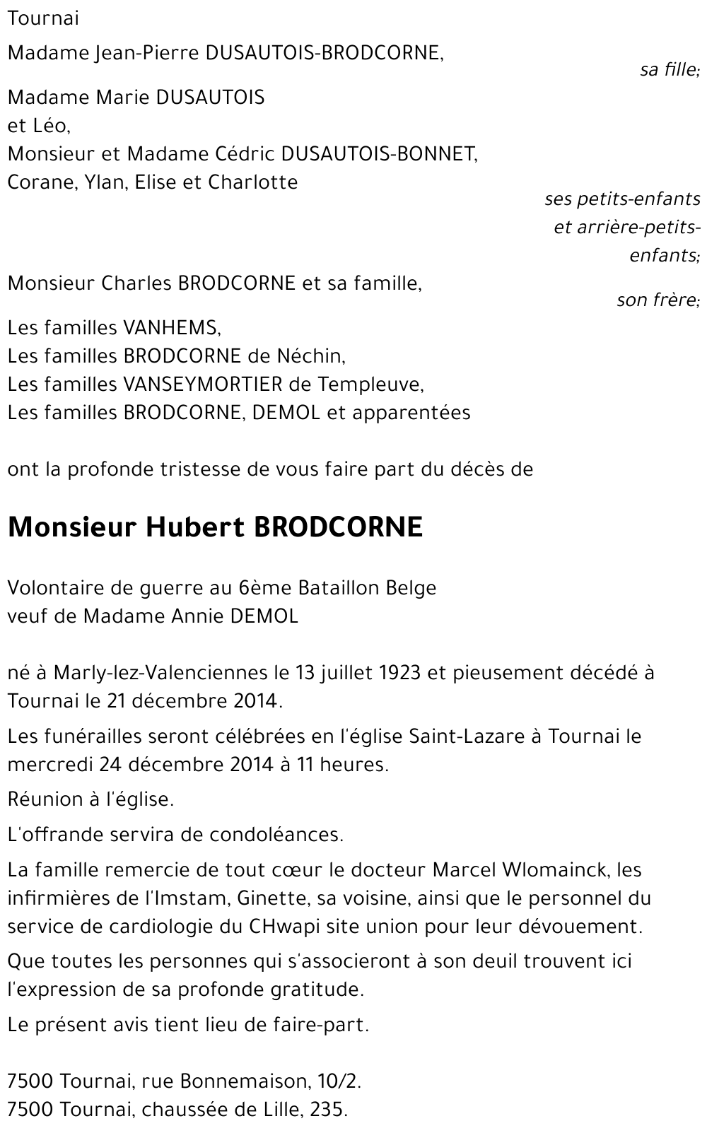 Hubert BRODCORNE