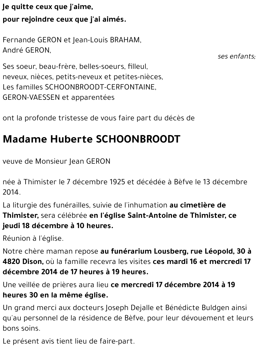 Huberte SCHOONBROODT