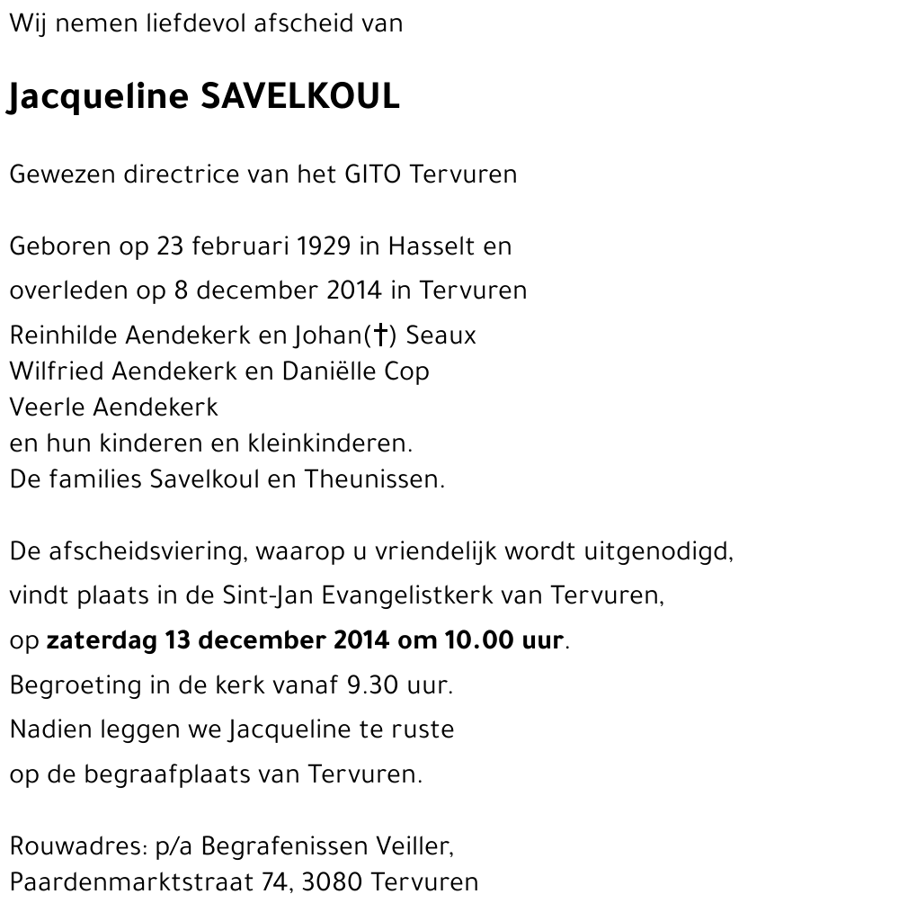 Jacqueline SAVELKOUL
