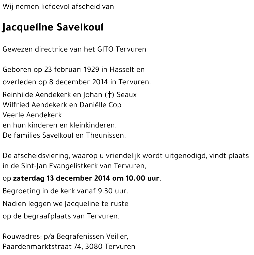 Jacqueline SAVELKOUL