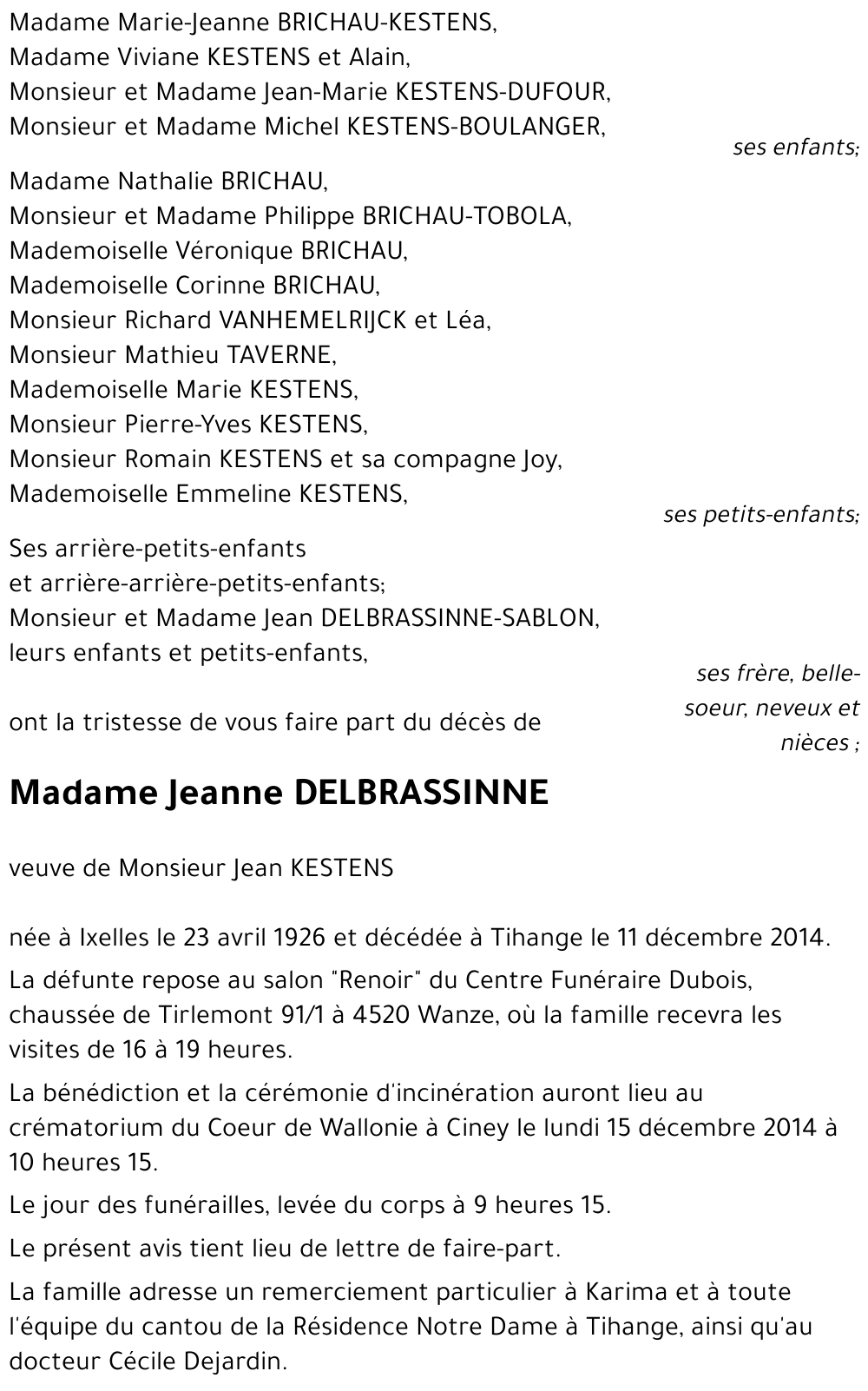 Jeanne DELBRASSINNE