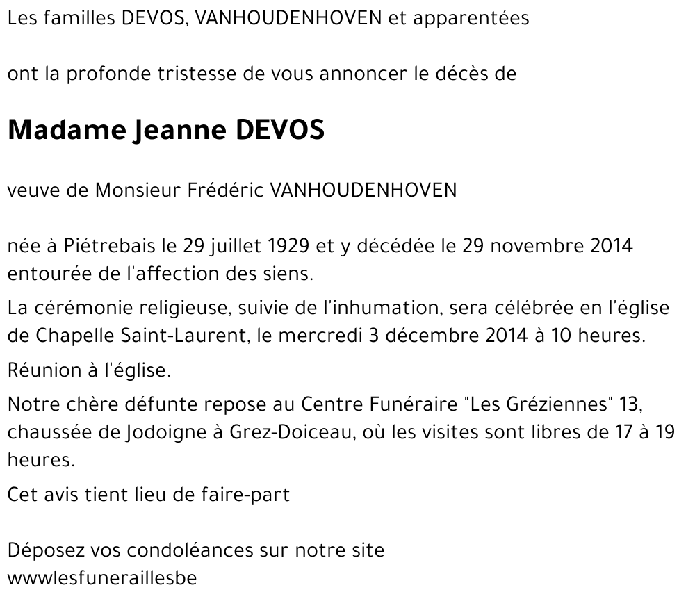 Jeanne DEVOS