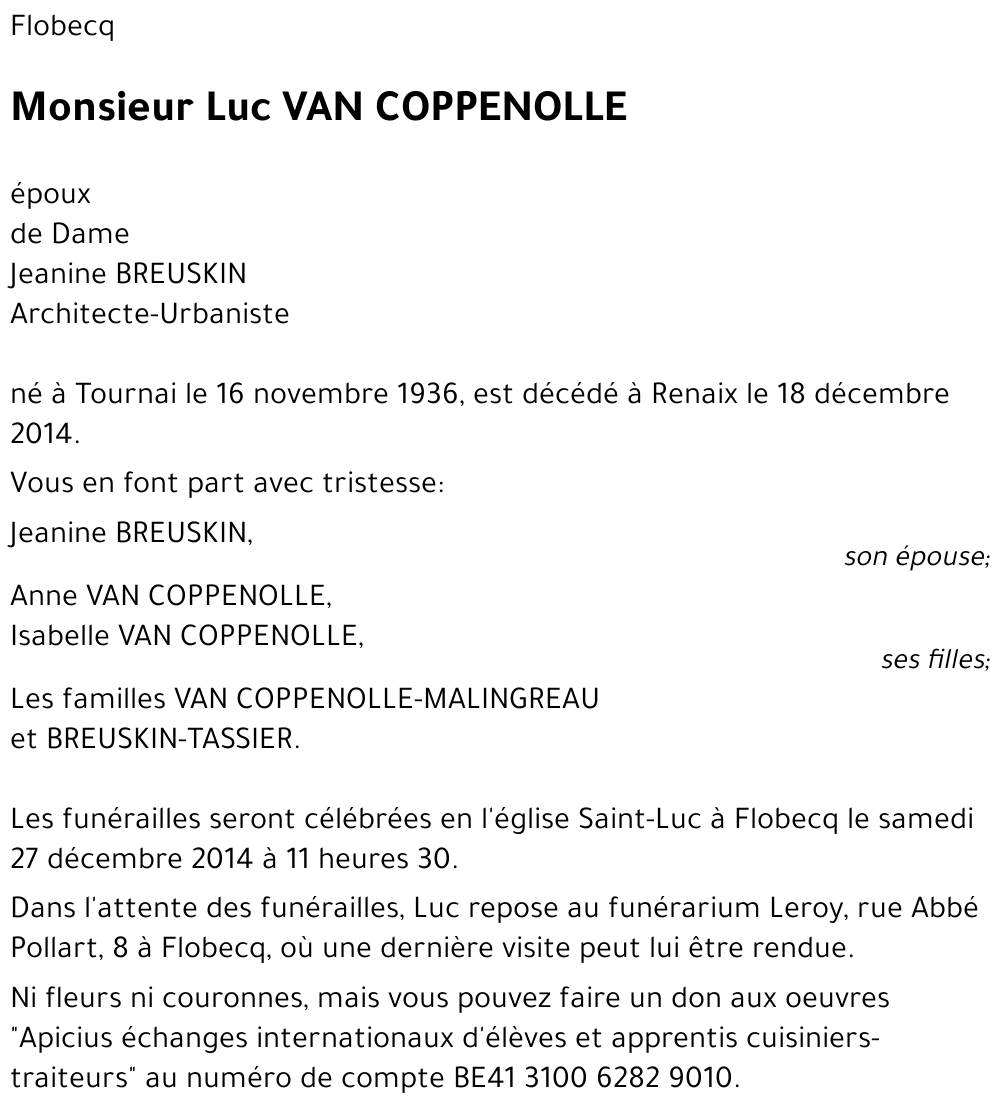 Luc VAN COPPENOLLE