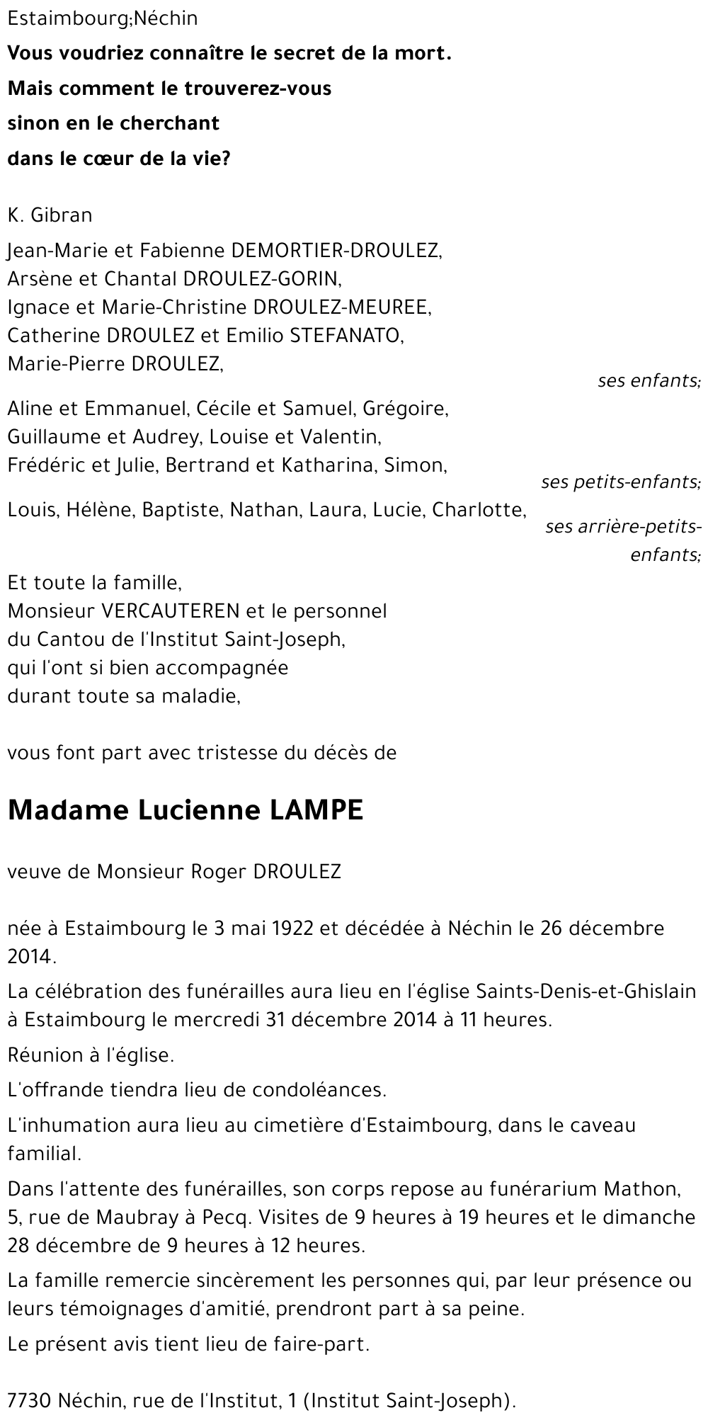 Lucienne LAMPE