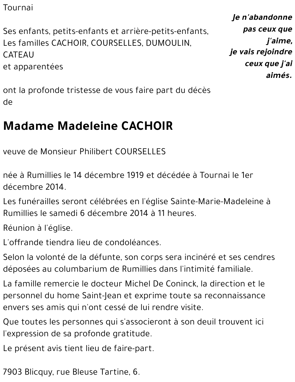 Madeleine CACHOIR