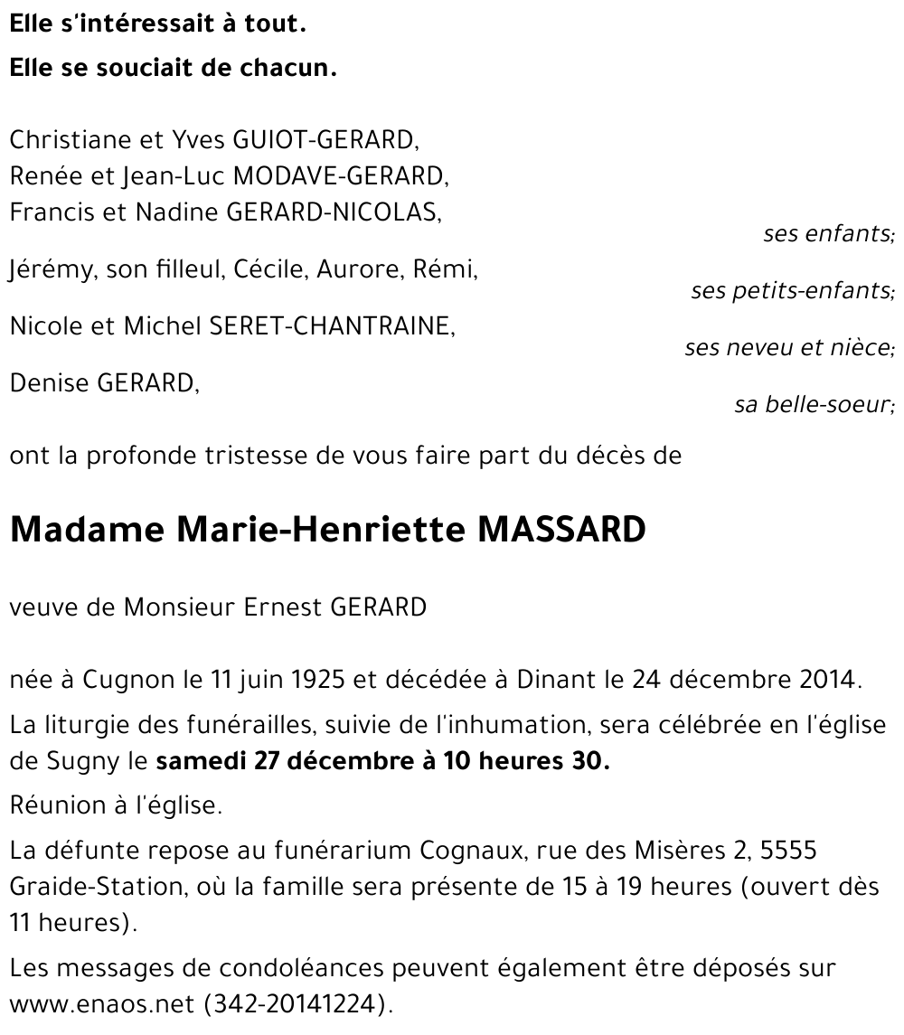 Marie-Henriette MASSARD