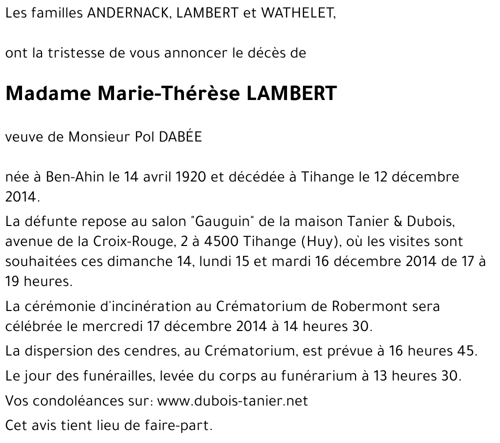 Marie-Thérèse LAMBERT