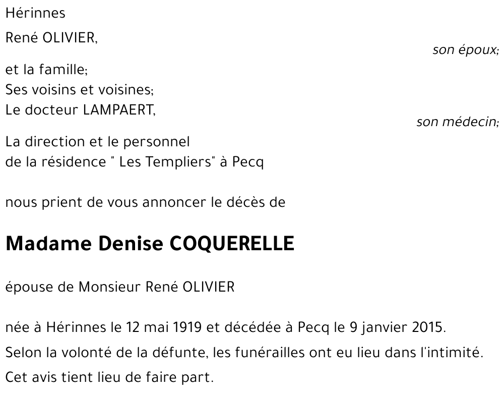 Denise COQUERELLE