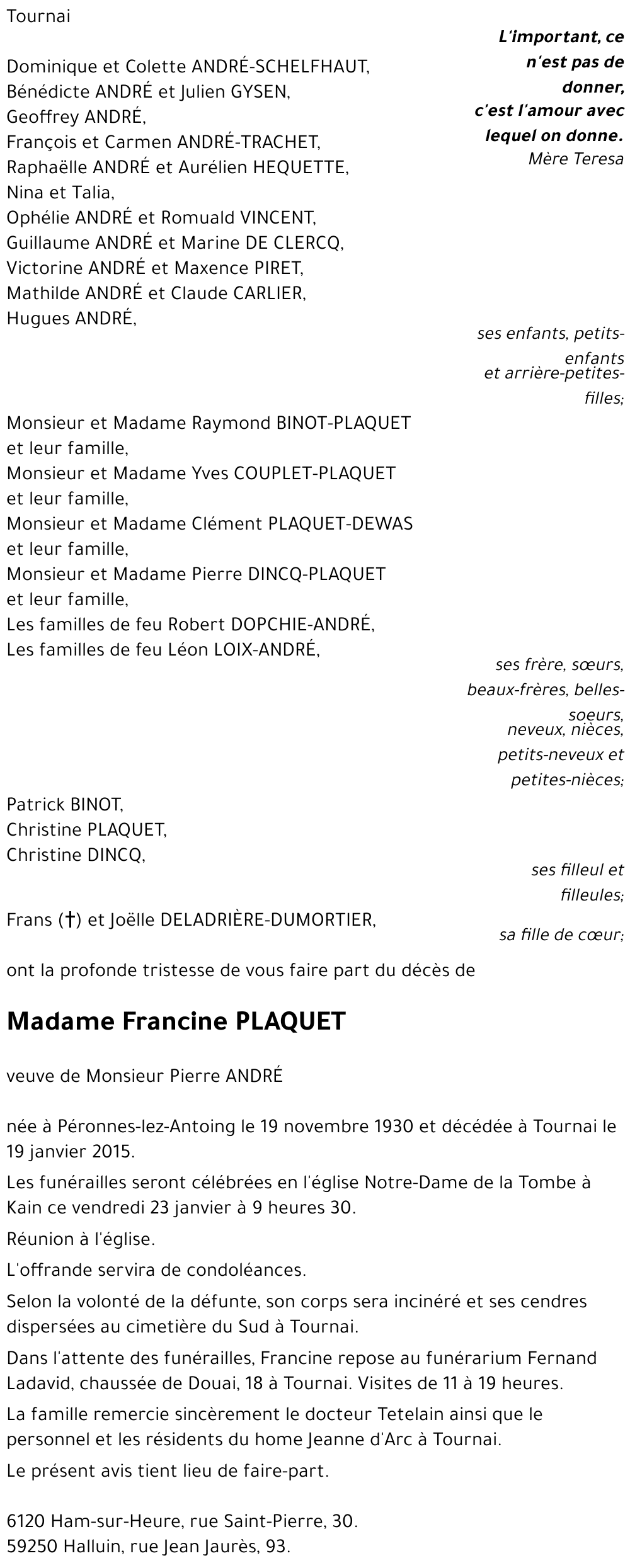 Francine PLAQUET
