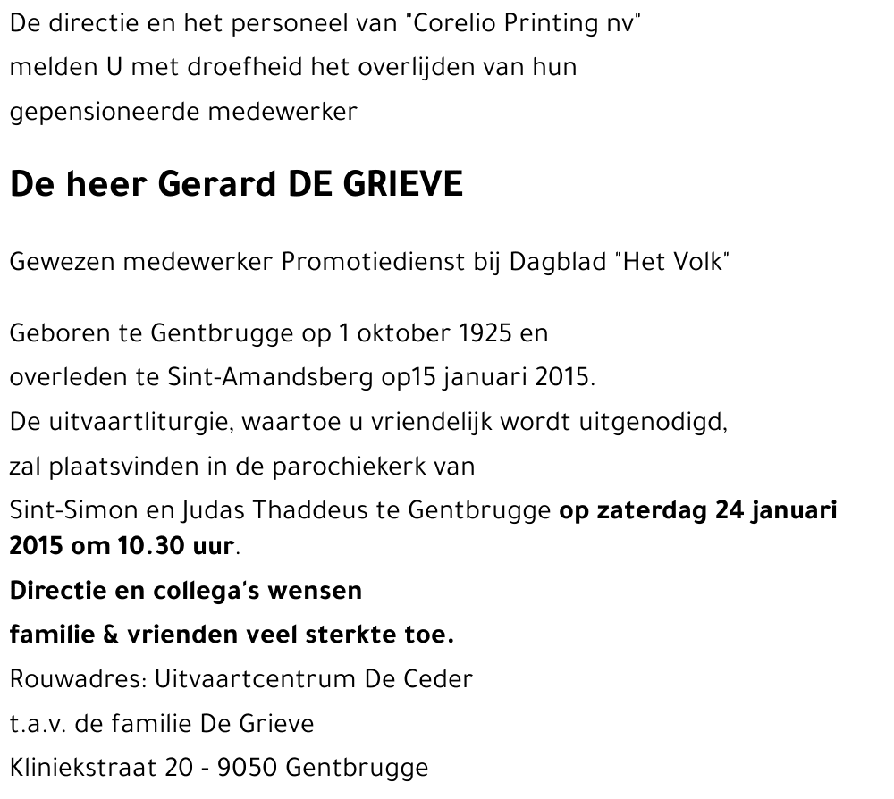 Gerard DE GRIEVE