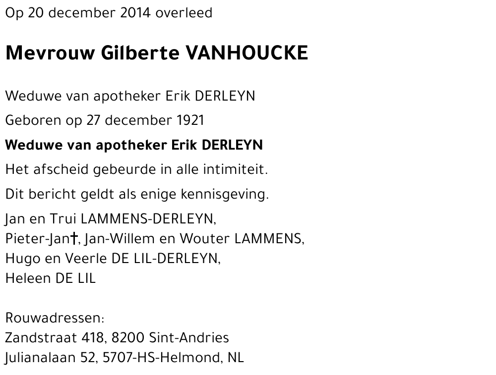 Gilberte VANHOUCKE