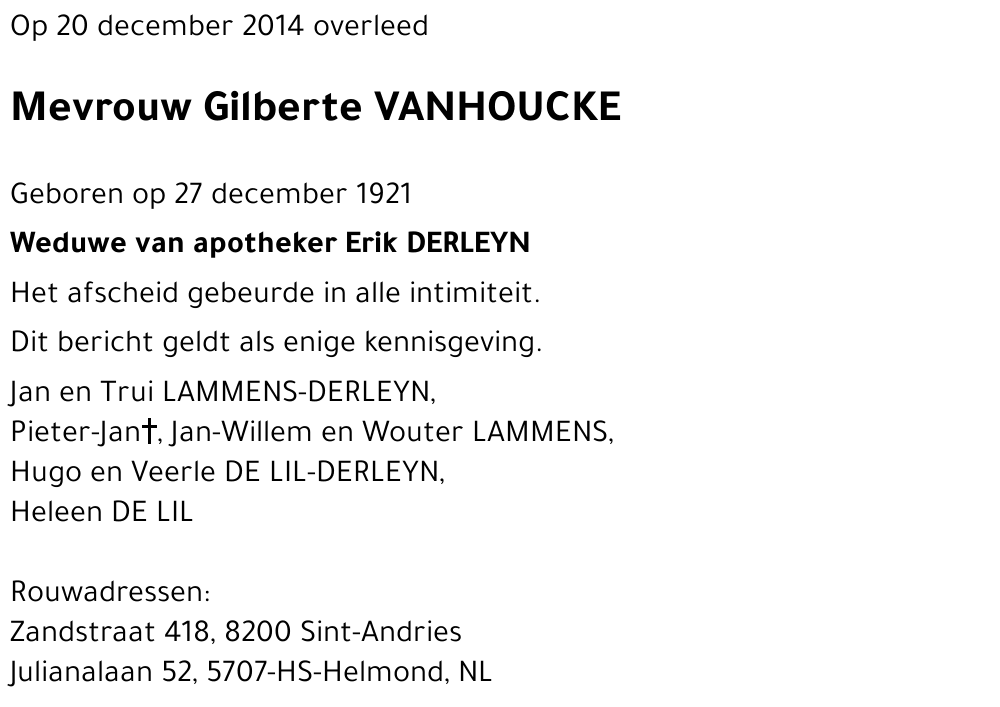 Gilberte VANHOUCKE