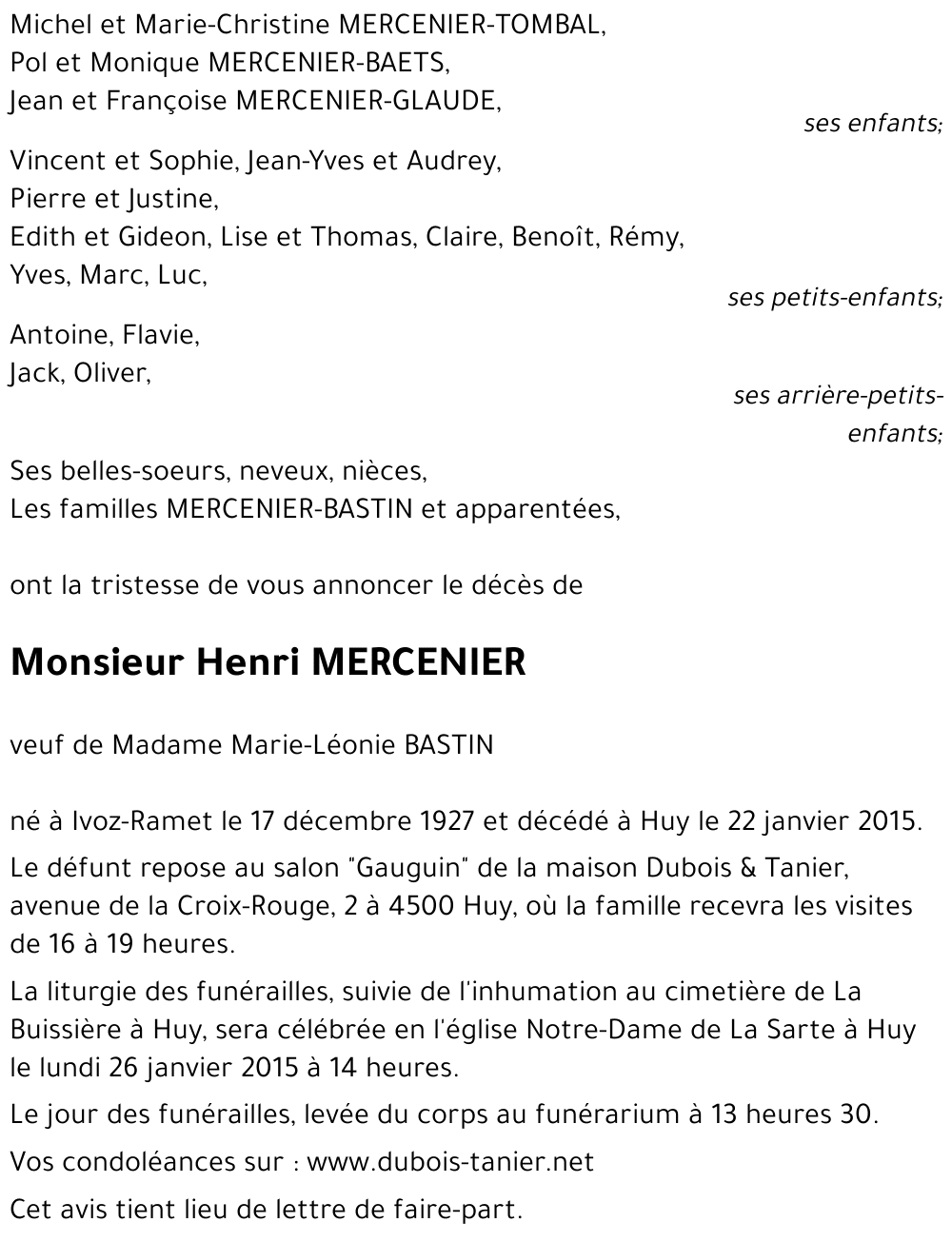 Henri MERCENIER