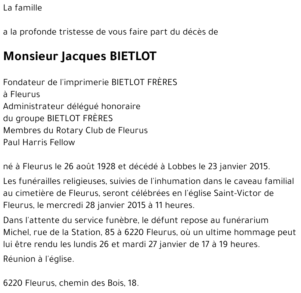 Jacques BIETLOT