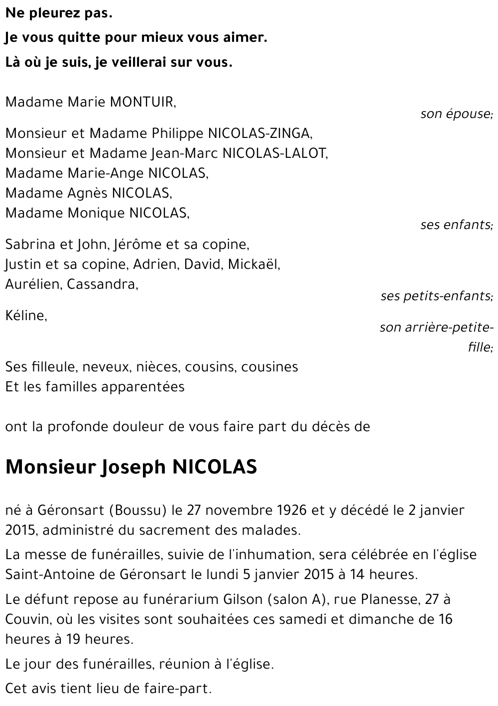 Joseph NICOLAS