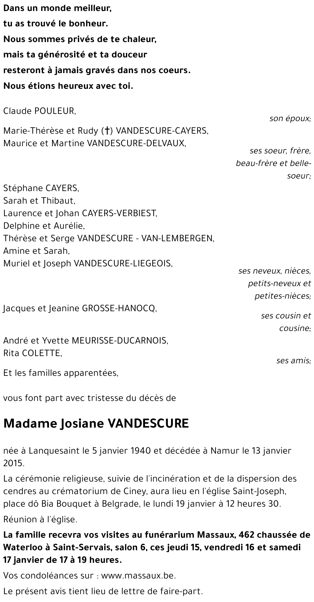 Josiane VANDESCURE