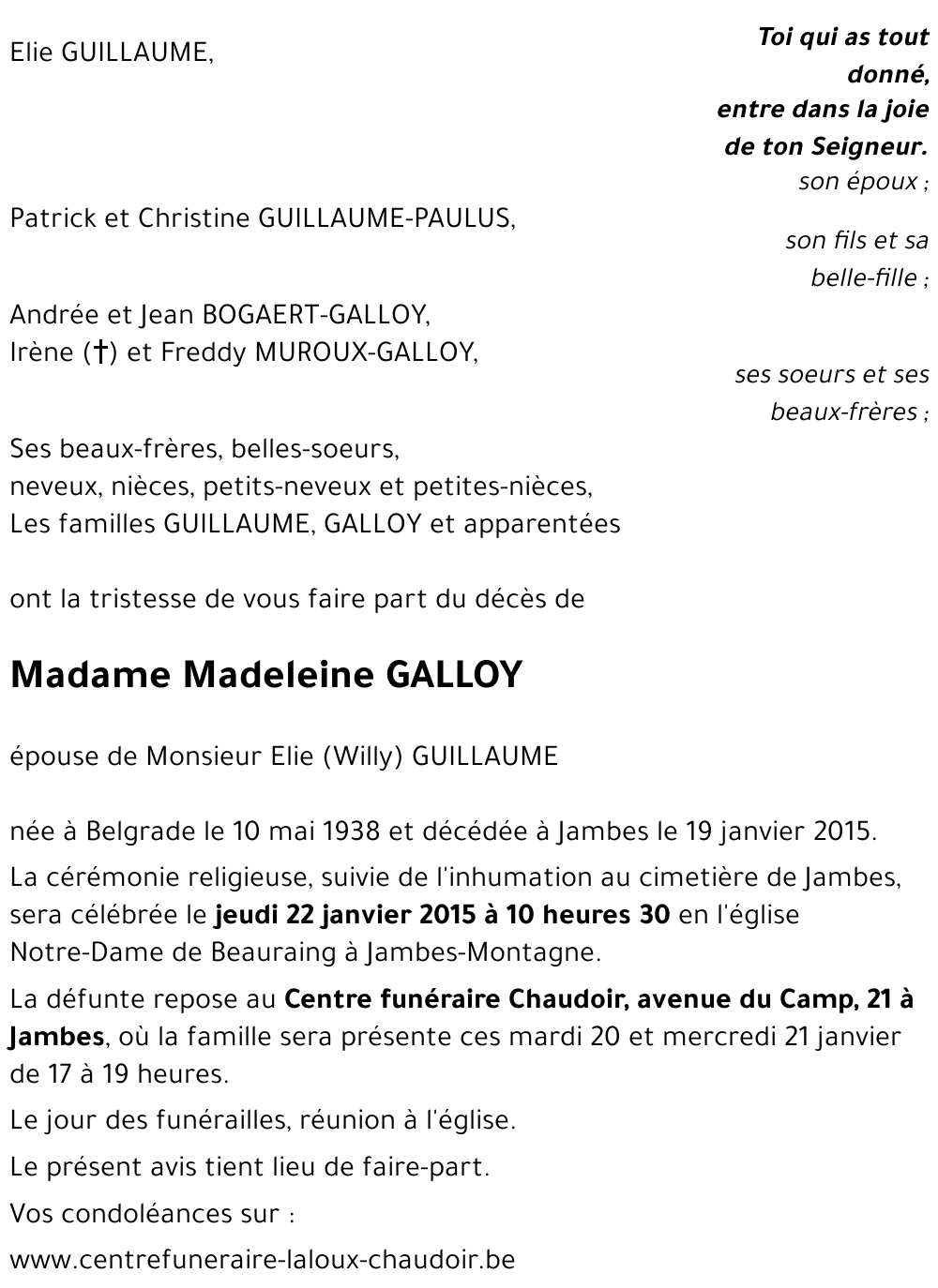Madeleine GALLOY
