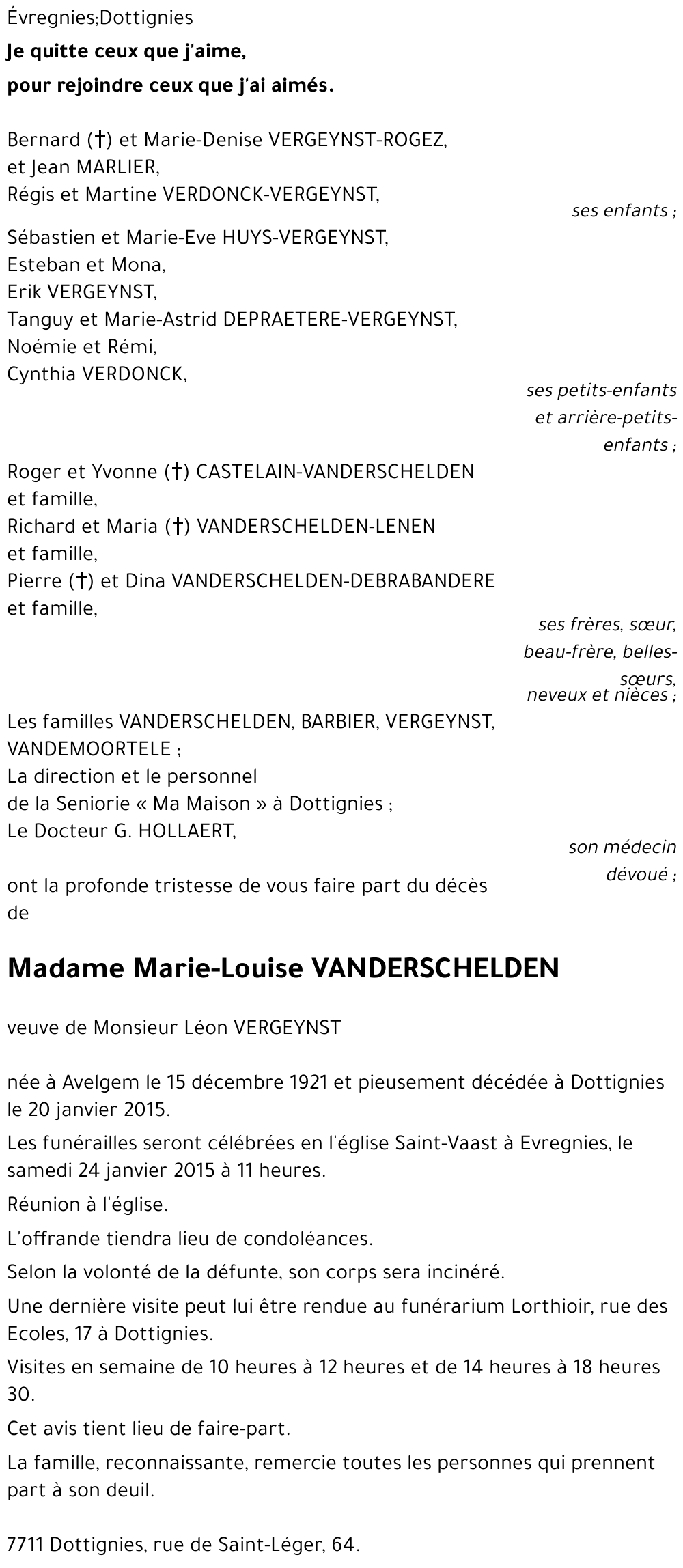 Marie-Louise VANDERSCHELDEN