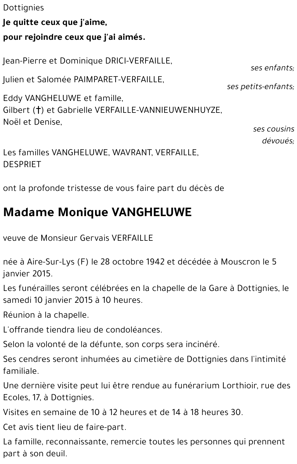 Monique VANGHELUWE