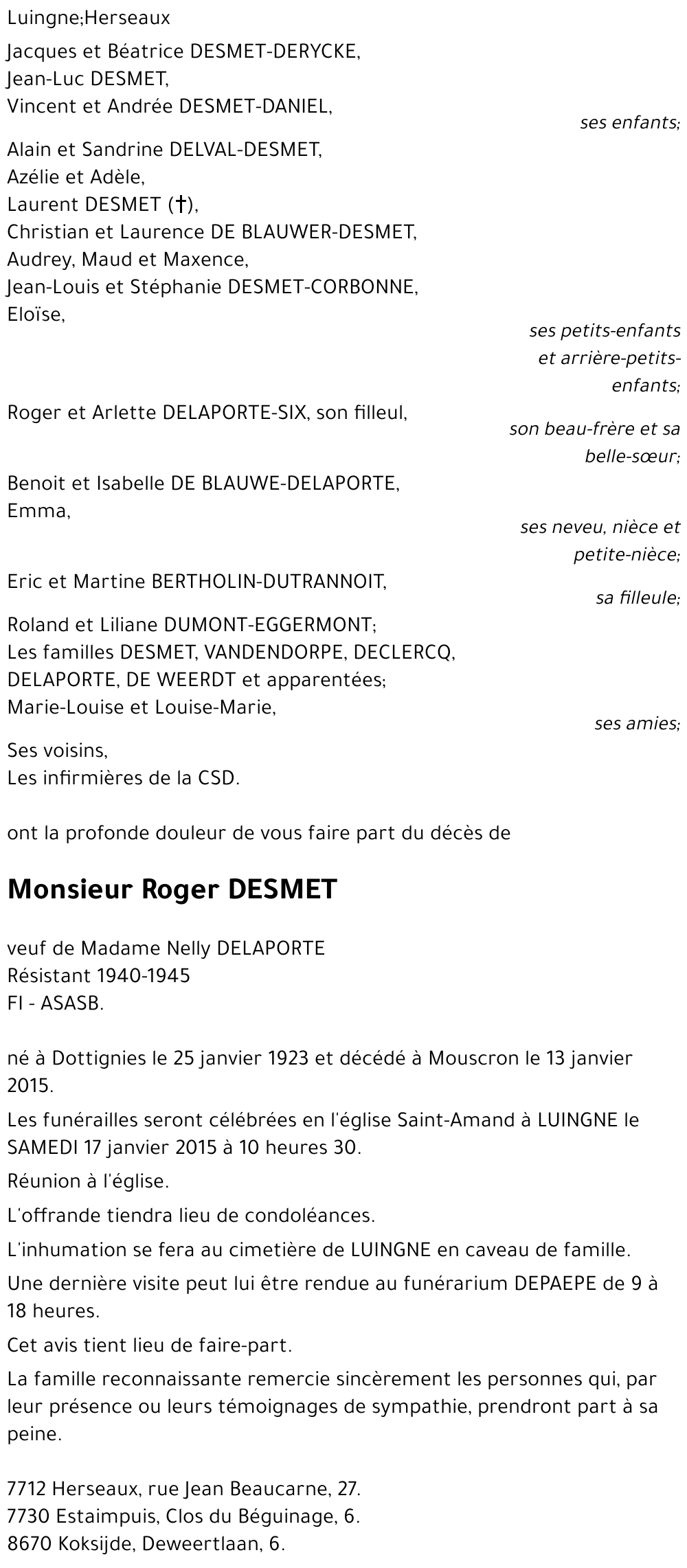 Roger DESMET