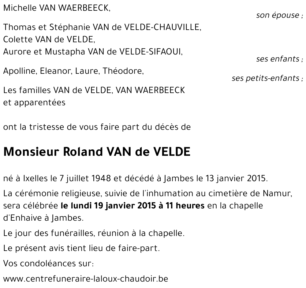 Roland VAN de VELDE