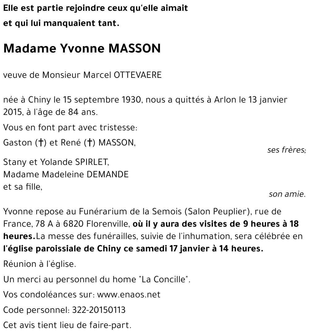 Yvonne MASSON