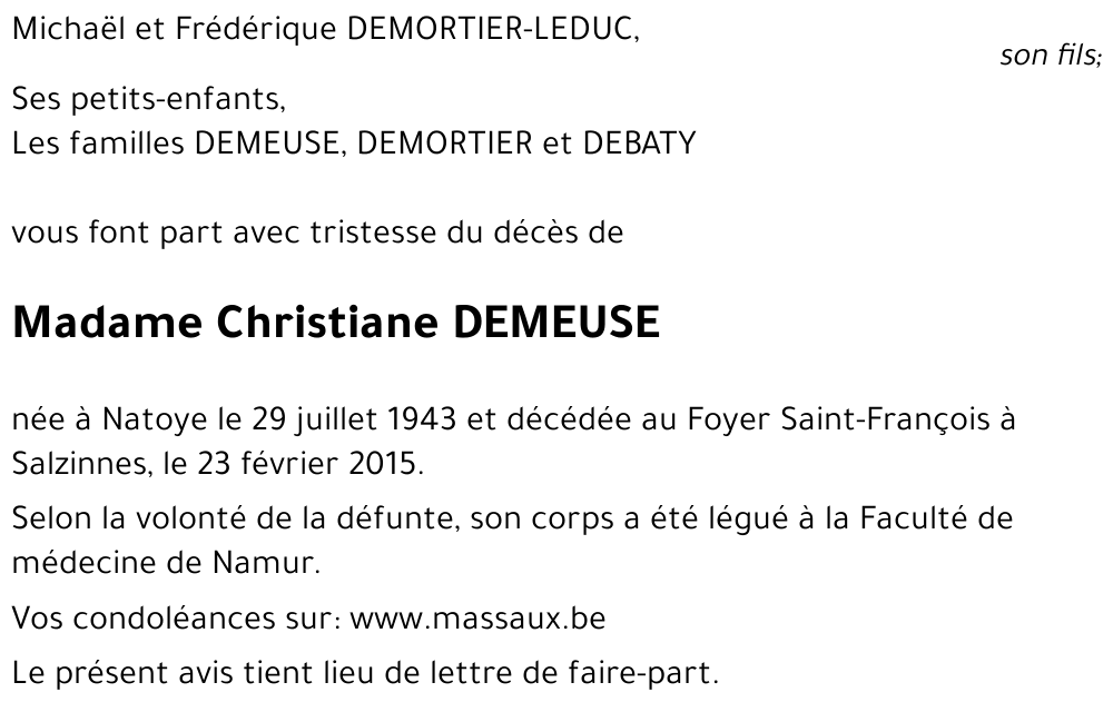 Christiane DEMEUSE