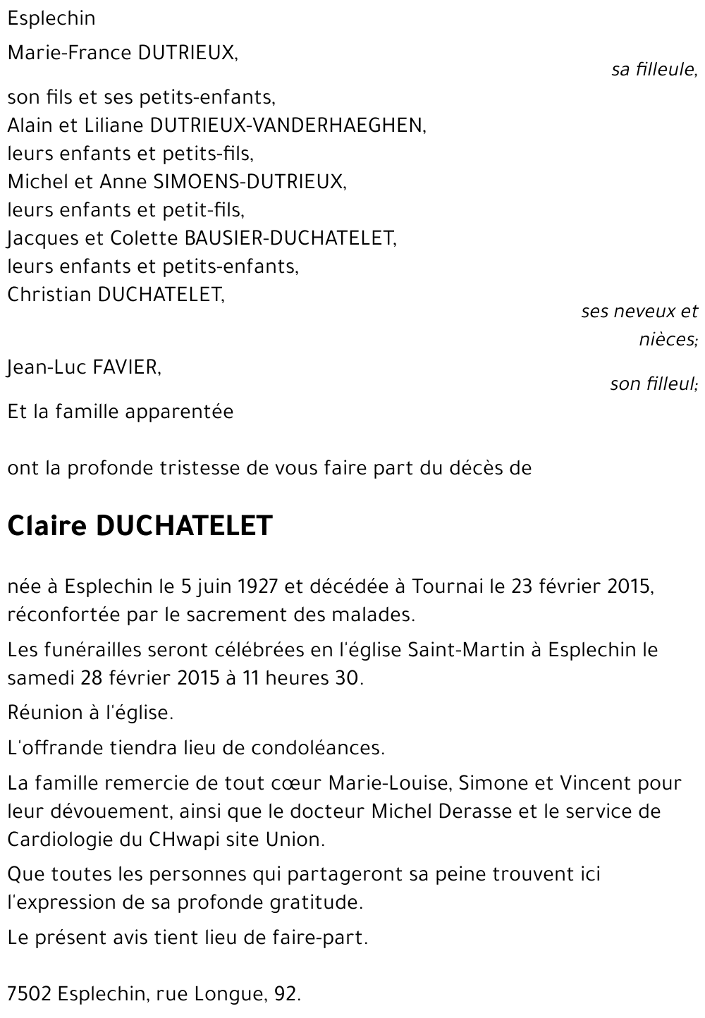 Claire DUCHATELET