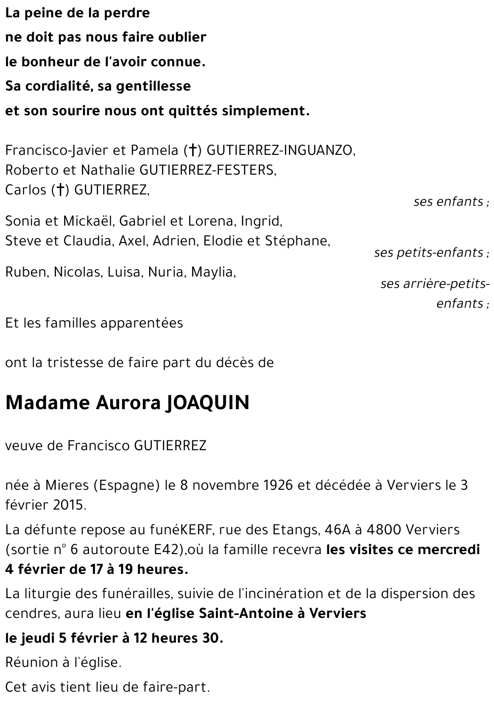 Felicidad JOAQUIN