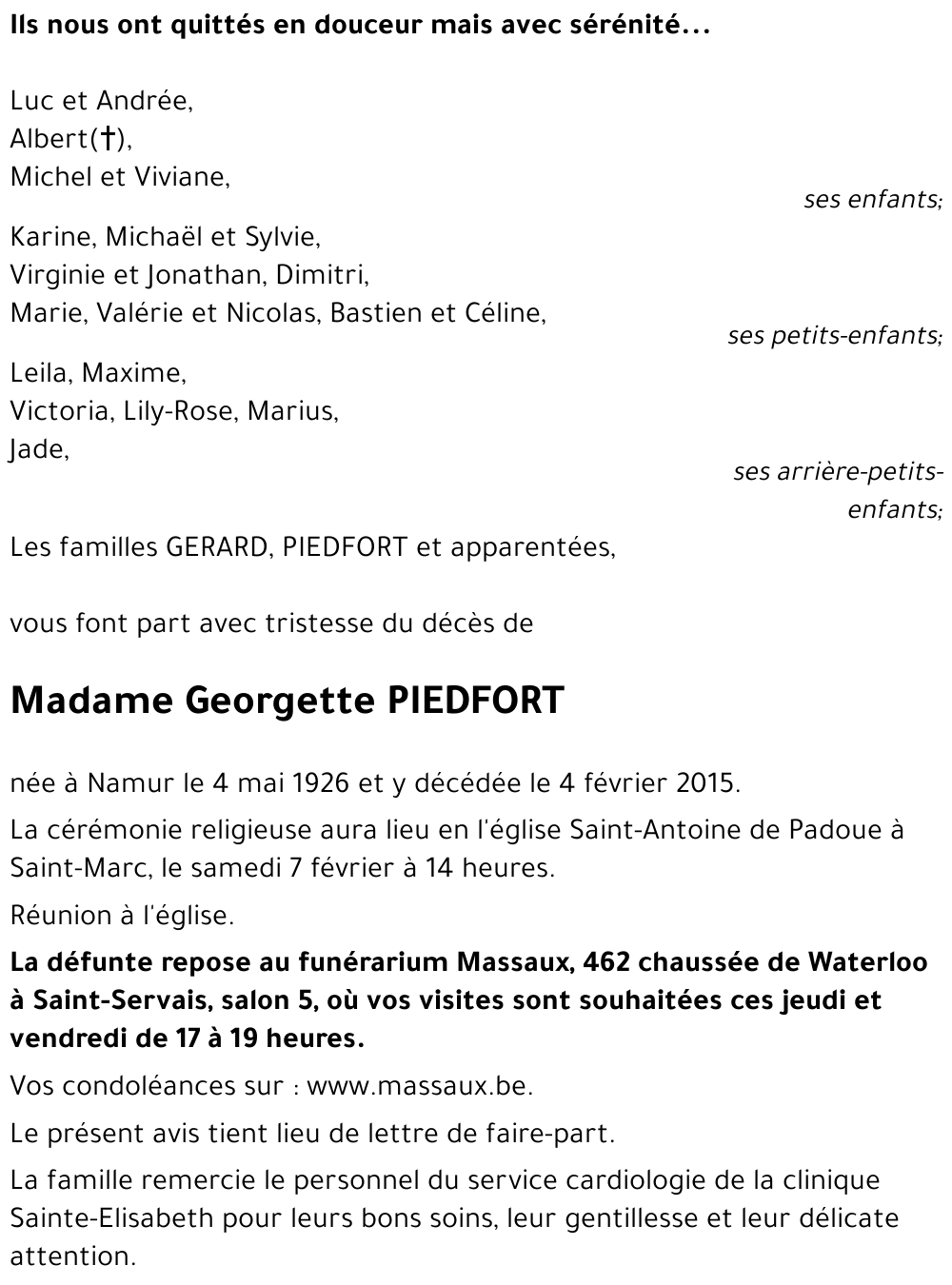 Georgette PIEDFORT