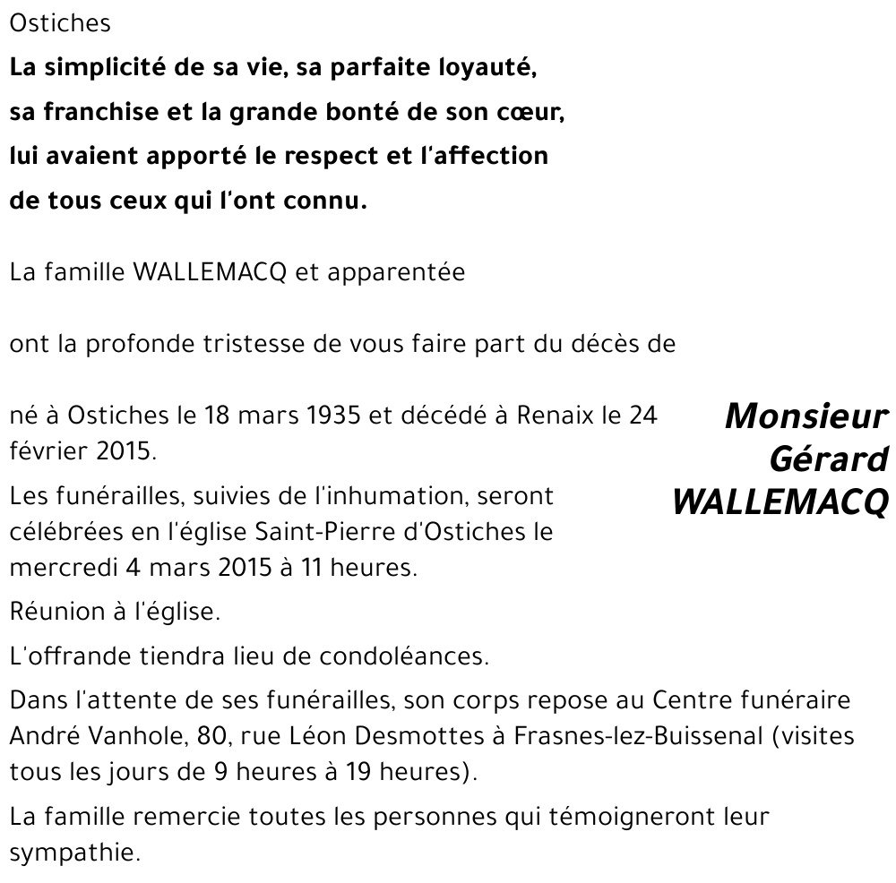 Gérard WALLEMACQ