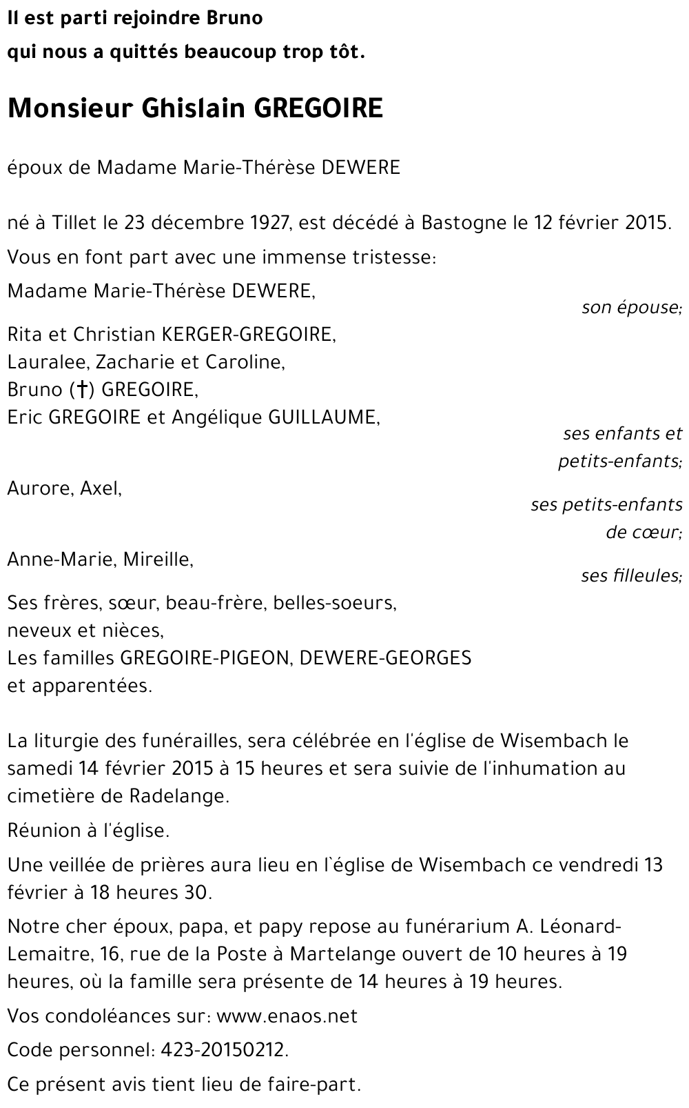 Ghislain GREGOIRE