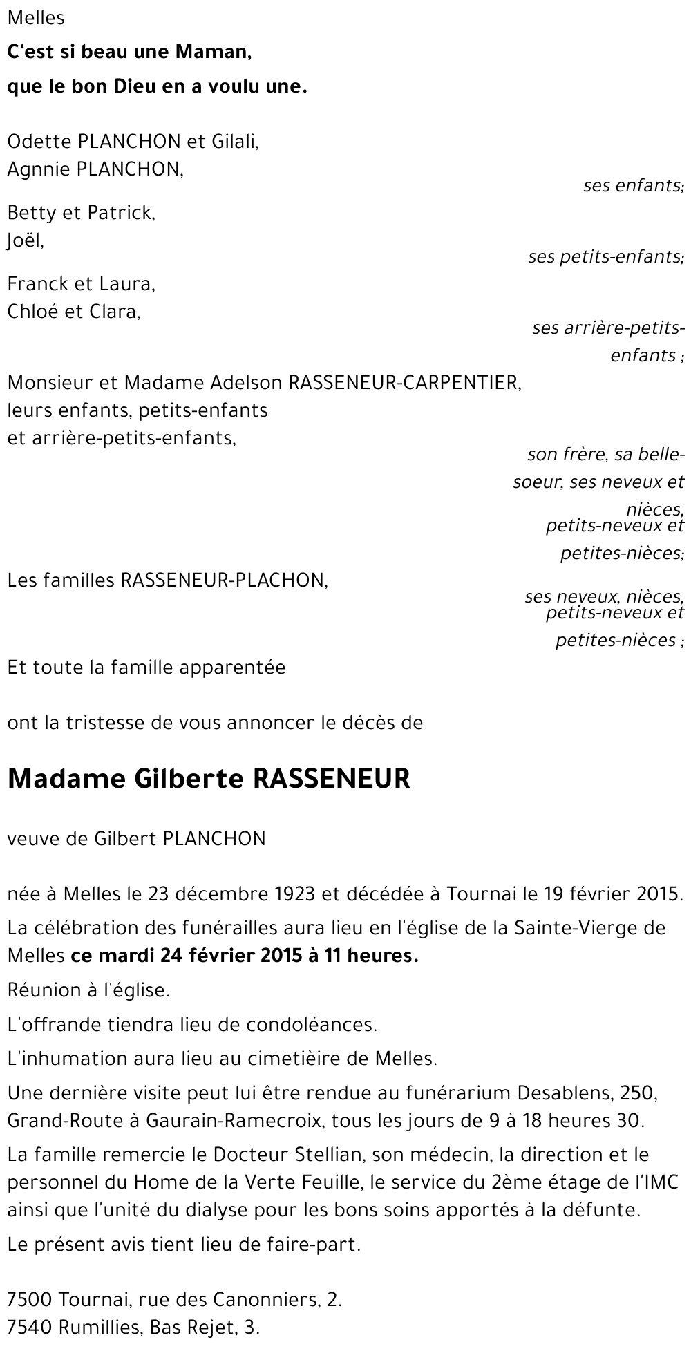 Gilberte RASSENEUR