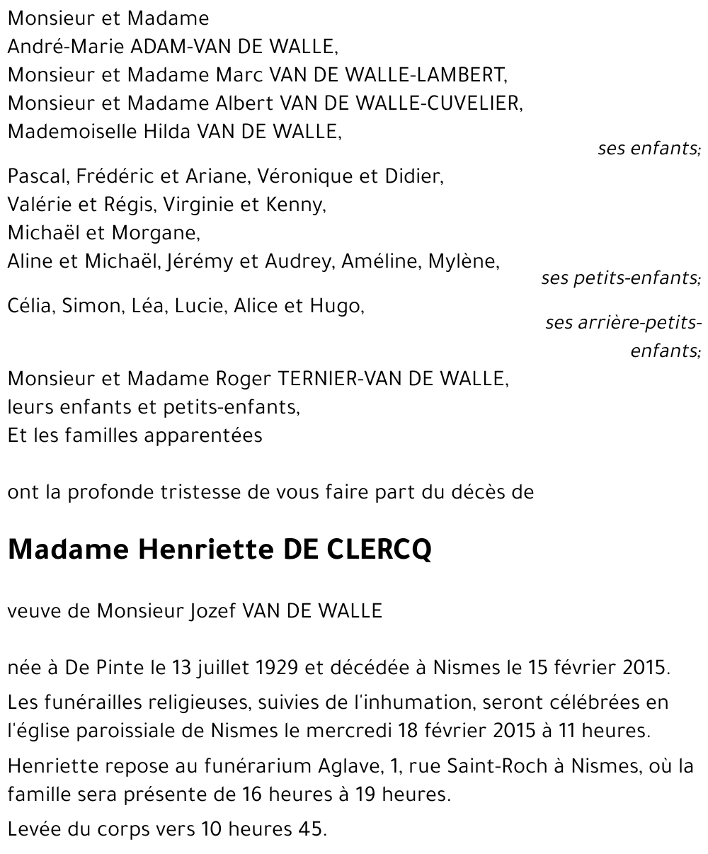 Henriette DE CLERCQ