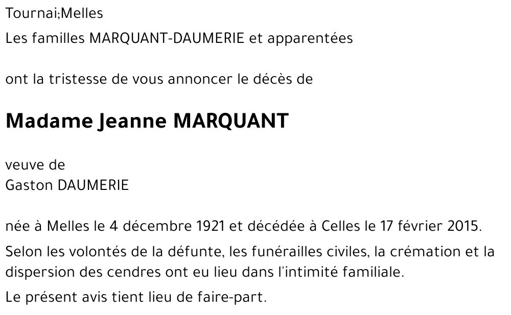 Jeanne MARQUANT