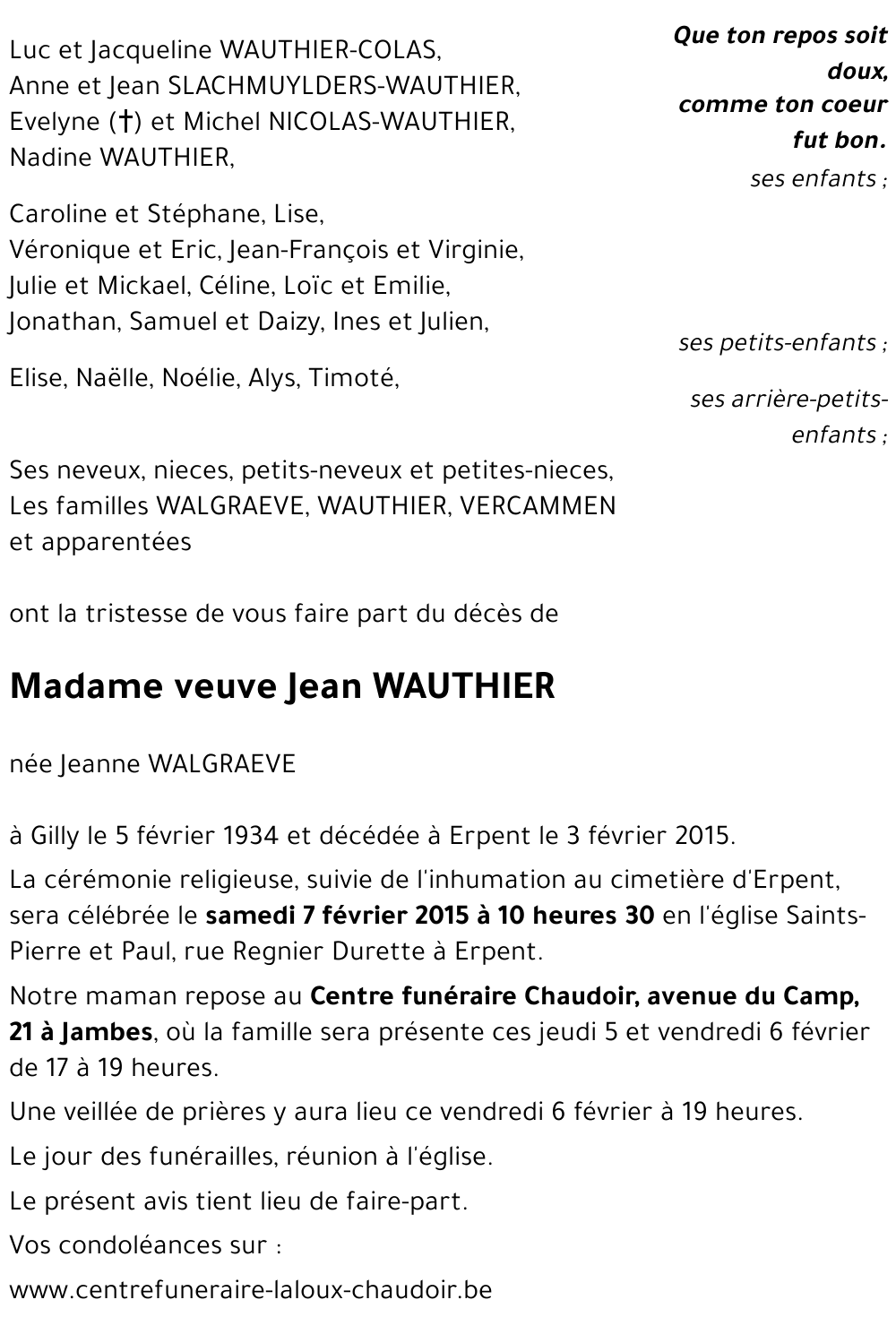 Jeanne WALGRAEVE