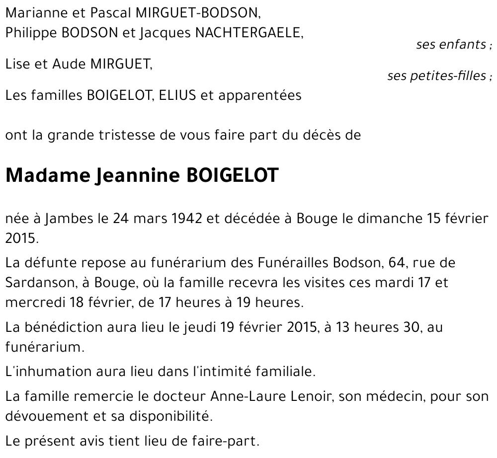 Jeannine BOIGELOT