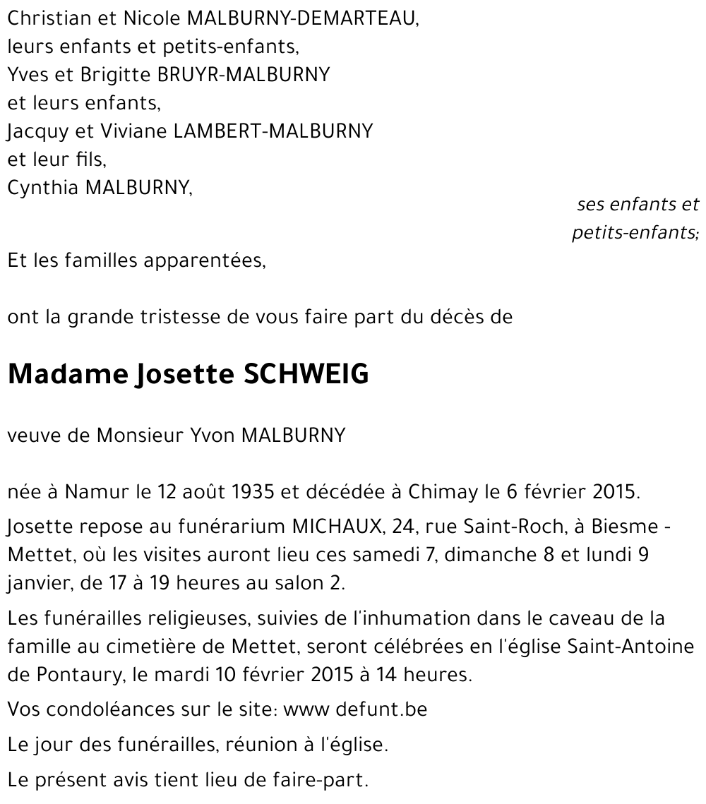 Josette SCHWEIG