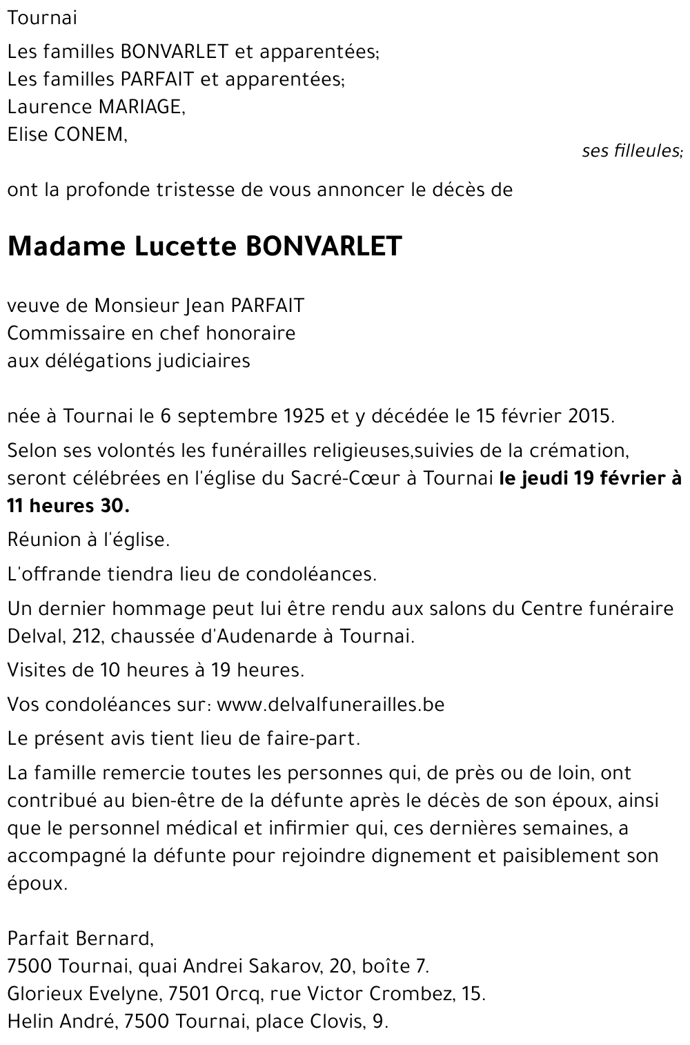 Lucette BONVARLET