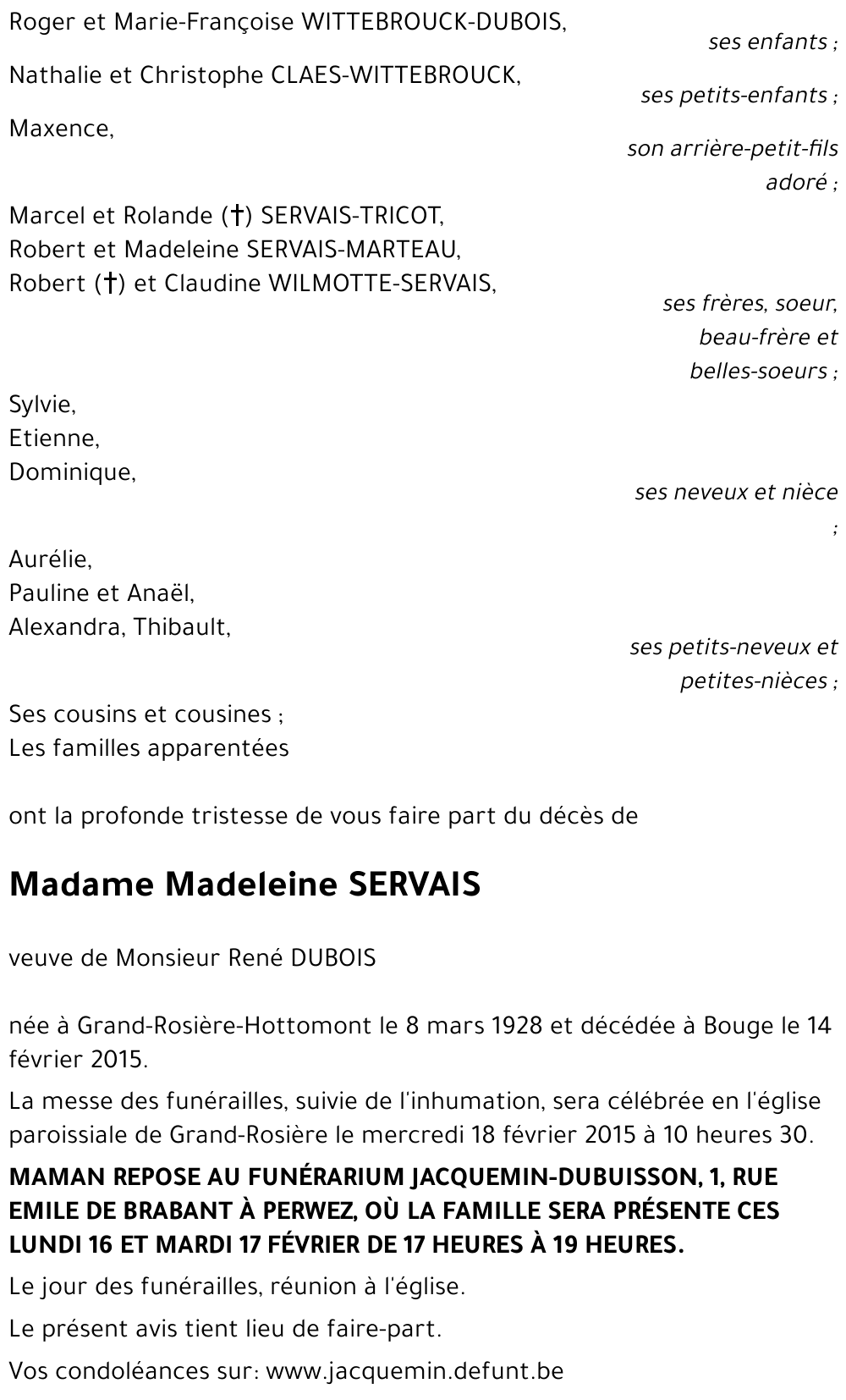 Madeleine SERVAIS