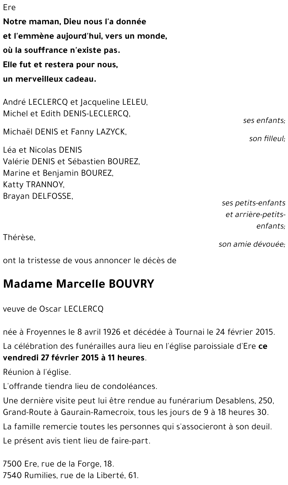 Marcelle BOUVRY