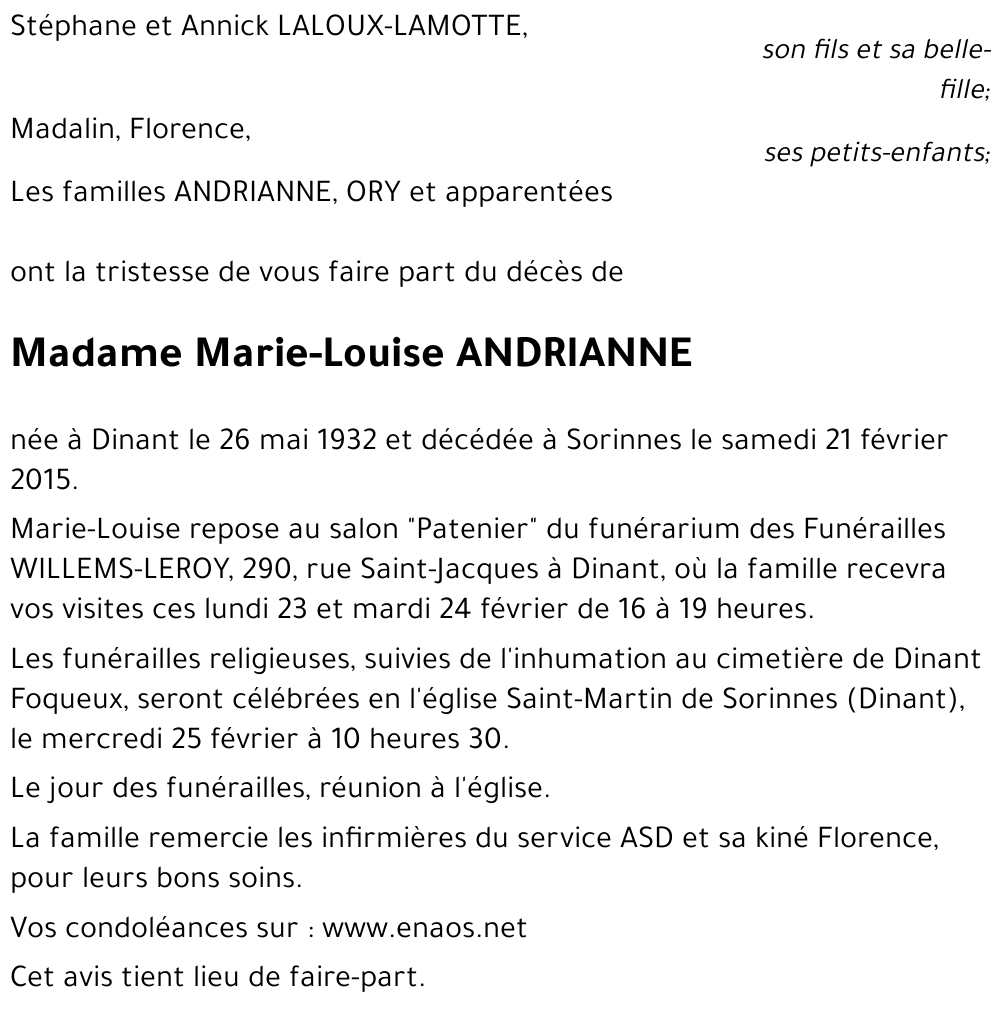 Marie-Louise ANDRIANNE