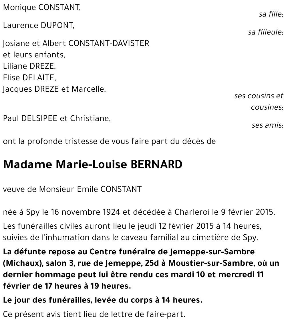 Marie-Louise BERNARD